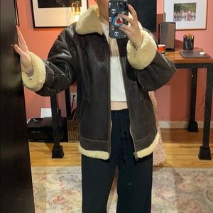 Vintage shearling sheepskin fur bomber